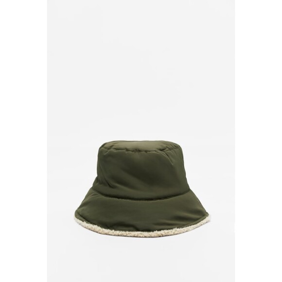 Green Zara Sherpa Fleece Reversible Bucket Hat (NWT) - Picture 1 of 1
